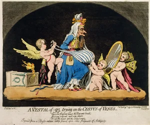 A Vestal of -93 trying on the Cestus of Venus, published by Hannah Humphrey in 1793