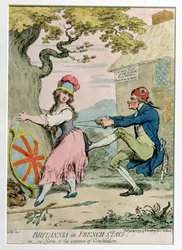 Britannia in French Stays, or Re-Form at the Expense of Constitution, published by Hannah Humphrey in 1793