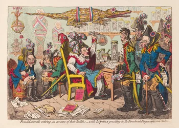 French Generals retiring on account of their health:- with Lepaux presiding in the Directorial Dispensary