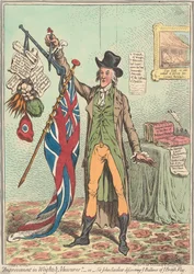 Improvement in Weights and Measures - or - "Sir John Seeclear Discovering Every Balance of Every Flag" (from: Caricature, vol. 1)