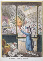 Pandora Opening Her Box, Published by Hannah Humphrey, 1809