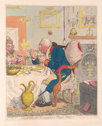 Temperance enjoying a Frugal Meal, pub. 1792