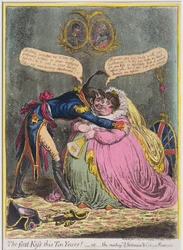 The First Kiss in Ten Years! or The Meeting of Britannia and Citizen Francois, published by Hannah Humphrey in 1803