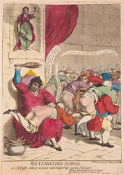 Westminster School or Dr Busby settling accounts with Master Billy and his Playmates, pub. 1785