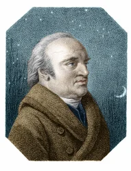 Portrait of William Herschel on a Starry Sky Background - from a Copper Engraving by James Godby