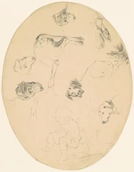 Studies of Dogs and a Seated Boy