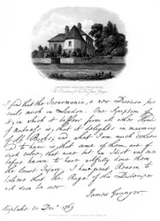 A letter from Reverend James Granger, and a view of his residence at Shiplake