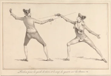 Position for Guard in Tierce, and the Quarte Strike on the Weapons