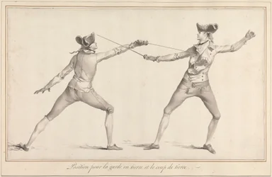 Position for the Guard in Tierce and the Tierce Strike