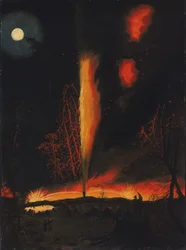 Burning Oil Well at Night, near Rouseville, Pennsylvania