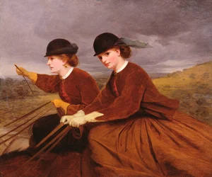 On the Downs - Two Ladies Riding Side-Saddle