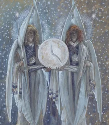 Angels Supporting a Dial which Indicates the Hours of the Different Scenes of the Passion, illustration for The Life of Christ, c.1886-94
