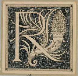 Capital Letter R, illustration from The Life of Our Lord Jesus Christ