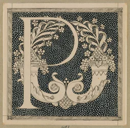 Capital Letter P, illustration from The Life of Our Lord Jesus Christ
