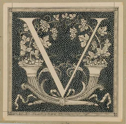 Capital Letter V, illustration from The Life of Our Lord Jesus Christ