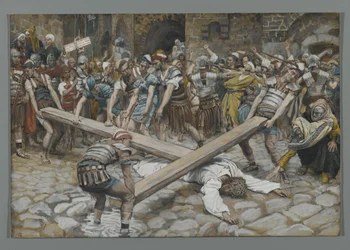 Simon the Cyrenian Compelled to Carry the Cross with Jesus, illustration from The Life of Our Lord Jesus Christ