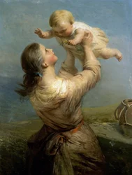 She Looks and Looks Again with New Pleasure. Painting by James John Hill (1811-1882)