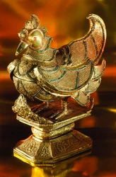 A Sacred Bejeweled Gold Goose that Once Held Betel Nuts, London, England