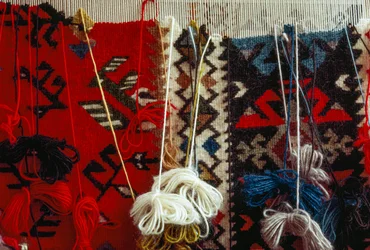 Detail of a Partially Complete Hand-Woven Carpet, Kotel, Bulgaria