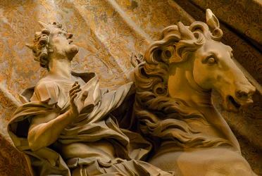 Roman Emperor Constantine is sculpted in stone by the Baroque artist Bernini