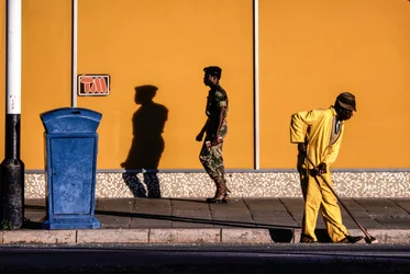 South African Men on a Street and Sidewalk in Pretoria, South Africa