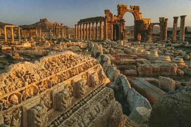 View of the Roman ruins at Palmyra. Palmyra, Syria.