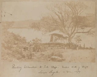 The reading of an ultimatum to Zulu chiefs on Natal side of Drift Lower Tugela, 11 December 1878