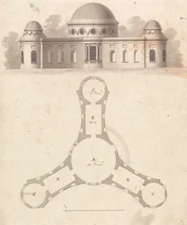 Early State, with Revisions, of Design 23, Plate 25 of A Collection of Designs for Rural Retreats