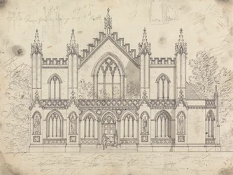 Preparatory drawing for Design 14, Plate 11 for A Collection of Designs for Rural Retreats