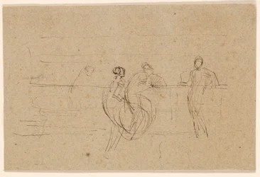 Figures by a Railing