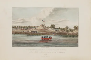 A View of the Butte Des Morts Treaty Ground; With the Arrival of the Commissioners Gov. Lewis Cass and Col. McKenny, from The Aboriginal Portfolio