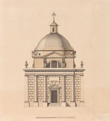 Design for a Temple on a Square Plan and with a Dome: Elevation