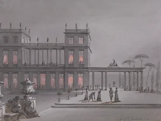 An Italian Fete: Figures on Terrace of a Palazzo