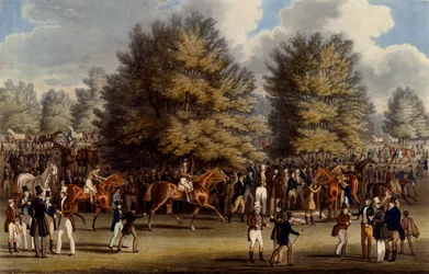 Saddling in the Warren, Print Made by Charles Hunt, 1836