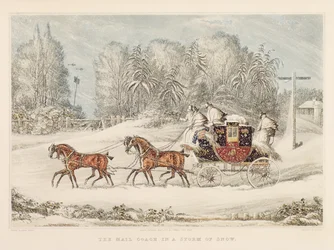 The Mail Coach in a Storm of Snow