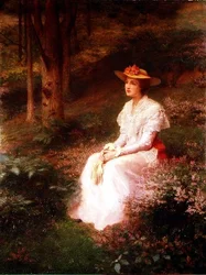 Elegant Lady Sitting in Woodlands
