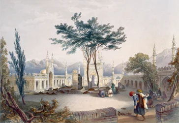 Mosque of Goolaum Hoossein Huzrut-Jee, the Great Prophet of the Afghauns, and the Tombs of the Kings at Kandahar, plate 30 from 