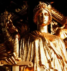 Justice, one of the four cardinal virtues from the canopy tower of the Albert Memorial, completed in 1876