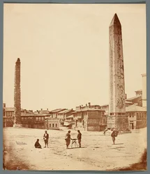“Obelisks in the Hippodrome” [Istanbul. Hippodrome in front of the Blue Mosque with two obelisks - in the foreground, the Obelisk of Theodosius]