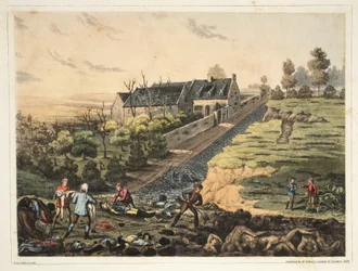 A front view of the farm at La Haye Sainte