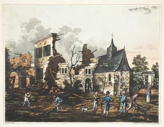 Chateau of Hougoumont: A View of the Interior Reduced to a Heap of Ruins