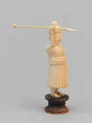 Black pawn, chess piece, India, 1820 circa