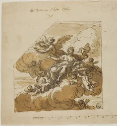 Flora Design for Closet Ceiling (left) and Statue of Apollo Design for Blank Niche (right), for Bateman House, London