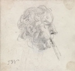 Head of a Man Blowing a Pipe