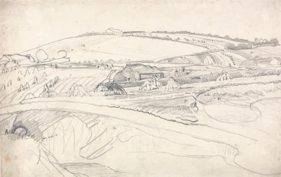 Landscape with a Farm and Cornstalks