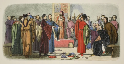 Albemarle and Fitzwalter exchange defiance, from A Chronicle of England BC 55 to AD 1485, pub. London