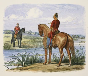 Henry and Stephen confer across the Thames, from A Chronicle of England BC 55 to AD 1485