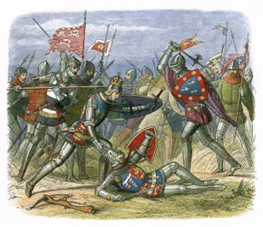King Henry V attacked by the Duke of Alençon at the Battle of Agincourt