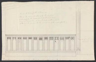 Cobham Hall, Kent: Design for Paneling of a Pew