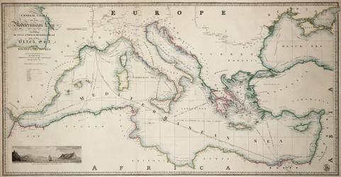 General Chart of the Mediterranean Sea Including the Gulf of Venice, Archipelago and Part of the Black Sea with the Steampacket Routes